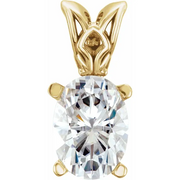 14K Yellow Forever One Colorless Created Moissanite Pendant