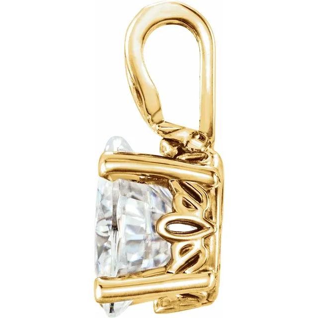 14K Yellow Forever One Colorless Created Moissanite Pendant-