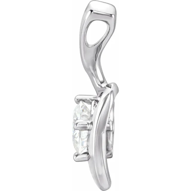 14K White 6 mm Round Forever One Moissanite Pendant-