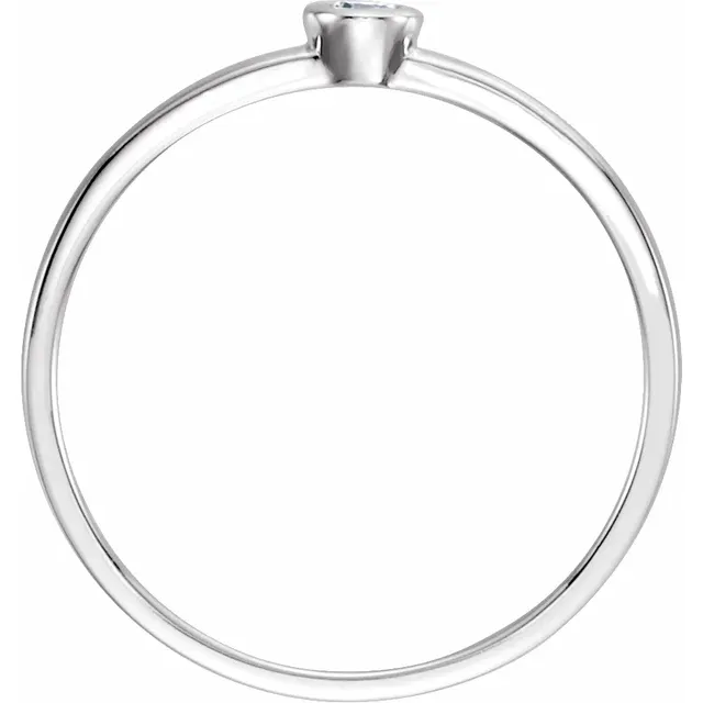 14K White .06 CTW Diamond Bezel-Set Solitaire Ring-