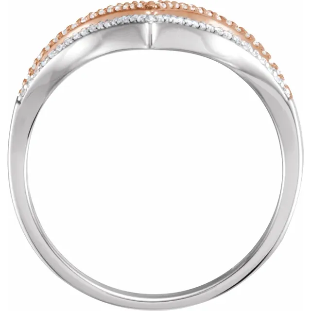 14K White & Rose 1/6 CTW Diamond "V" Ring-7.00 (approximate standard size)-
