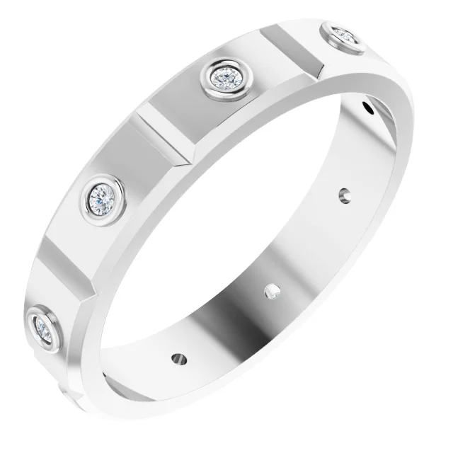 14K White 1/1 CTW Mens Diamond Ring Size 7