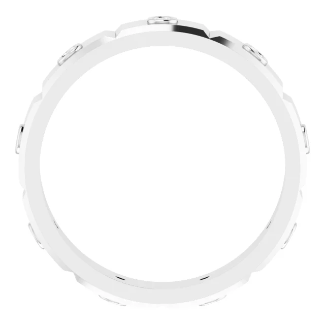 14K White 1/10 CTW Mens Diamond Ring Size 7-7.00 (approximate standard size)-