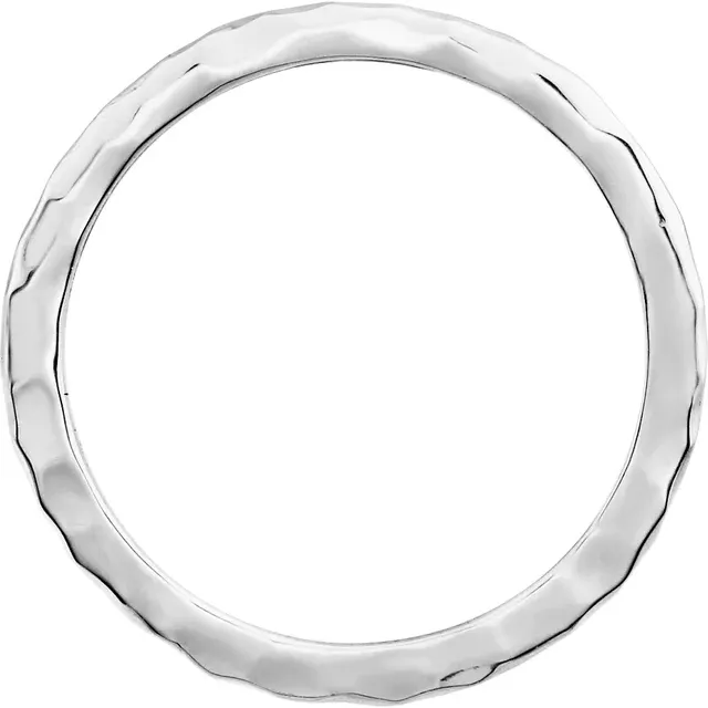 14K White 1.8 mm Hammered Stackable Ring Size 7-7.00 (approximate standard size)-