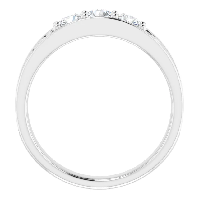 14K White 3/4 CTW Diamond Three-Stone Scroll Ring