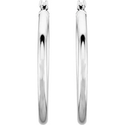14K White 35 mm Tube Hoop Earrings