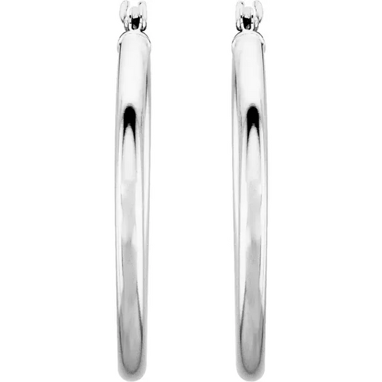 14K White 25 mm Hoop Earrings