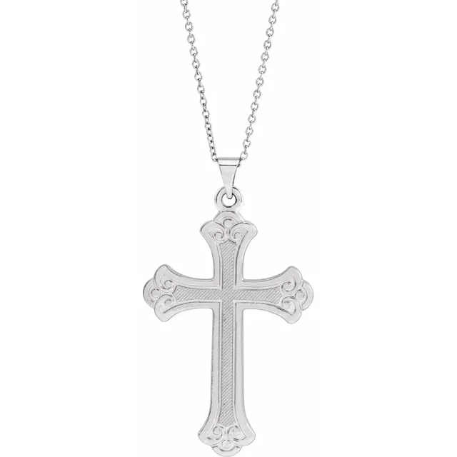 14K White Cross Necklace