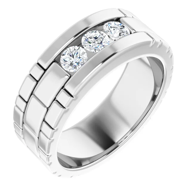 14K White 5/8 CTW Diamond Men's Ring-