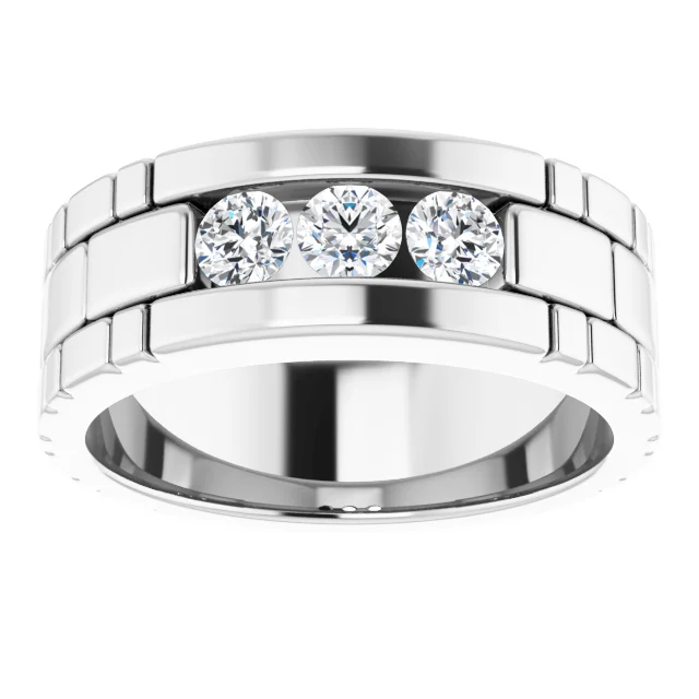 14K White 5/8 CTW Diamond Men's Ring