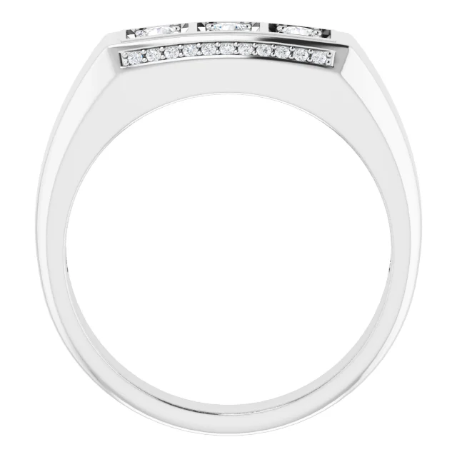14K White 1/2 CTW Diamond Men's Ring-11.00(aproximate standard size)-