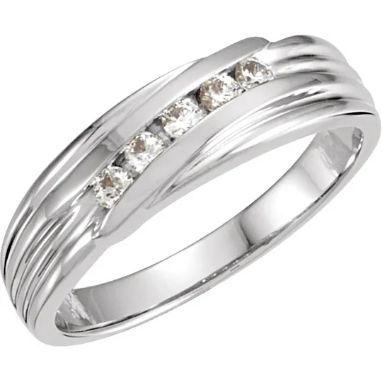 14K White 1/4 CTW Diamond 5-Stone Band