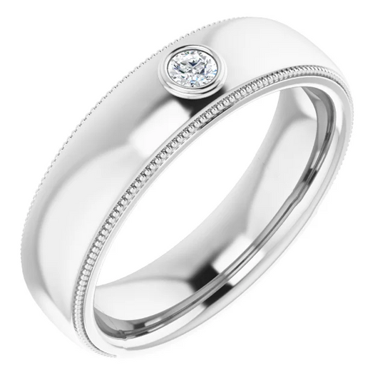 14K White 1/1 CTW Men's Diamond Ring