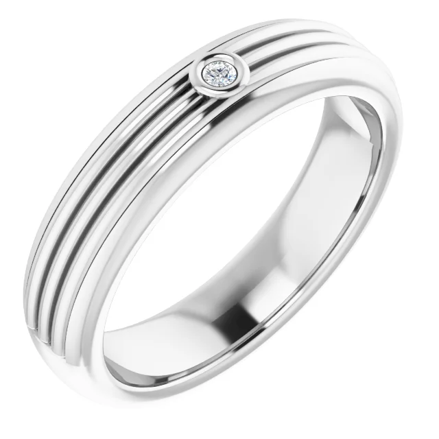 14K White 1.7 mm Round .025 CTW Diamond Men's Ring-