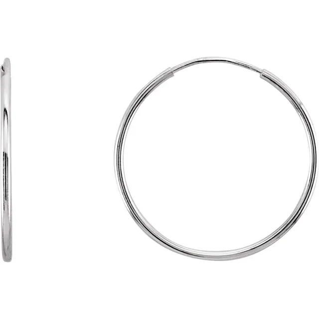 14K White 20 mm Endless Hoop Earrings-
