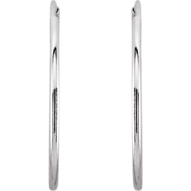 14K White 20 mm Endless Hoop Earrings-