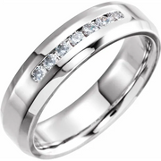 14K White 1/4 CTW Diamond 6 mm Beveled-Edge Band Size 4-4-