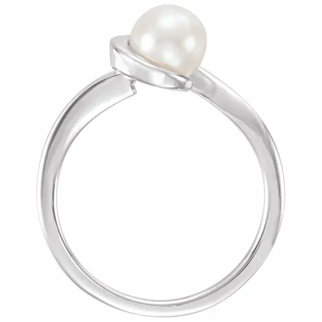 14K White Freshwater Cultured Pearl Ring-7.00 (approximate standard size)-