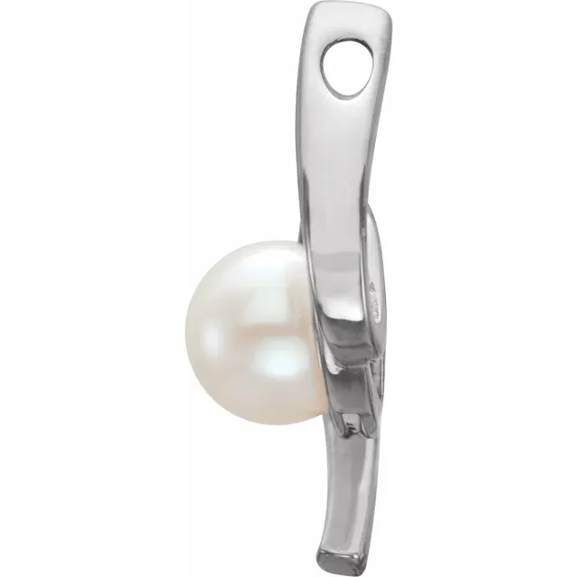 14K White Freshwater Cultured Pearl Pendant-