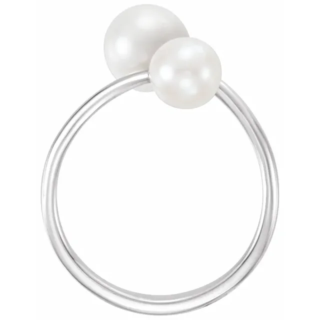 14K White Freshwater Cultured Pearl Ring-7.00 (approximate standard size)-