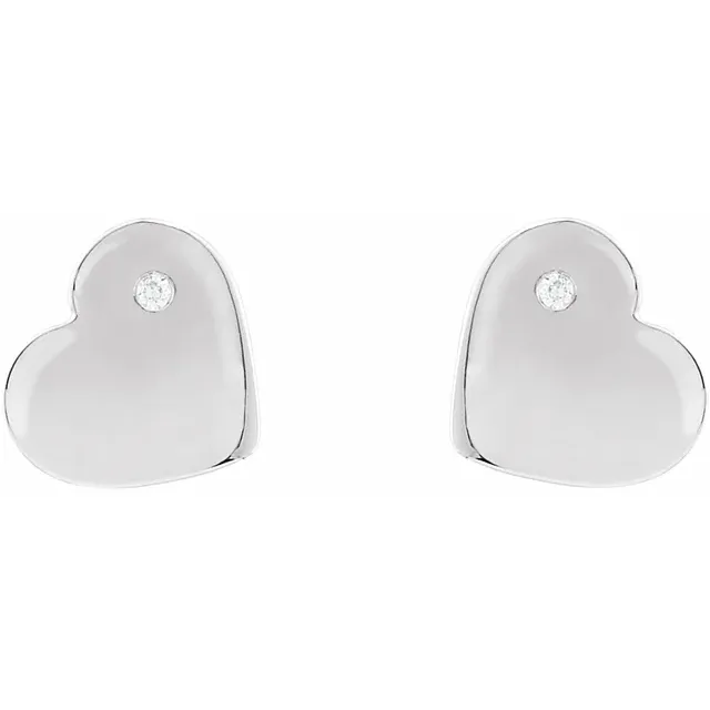 Sterling Silver .15 CTW Diamond Heart Earrings