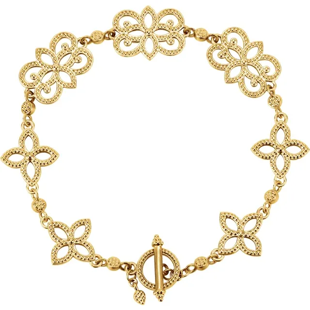 14K Yellow Granulated Metal Fashion 7.75" Bracelet-