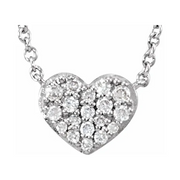 14K White 1/10 CTW Diamond Heart 18" Necklace-