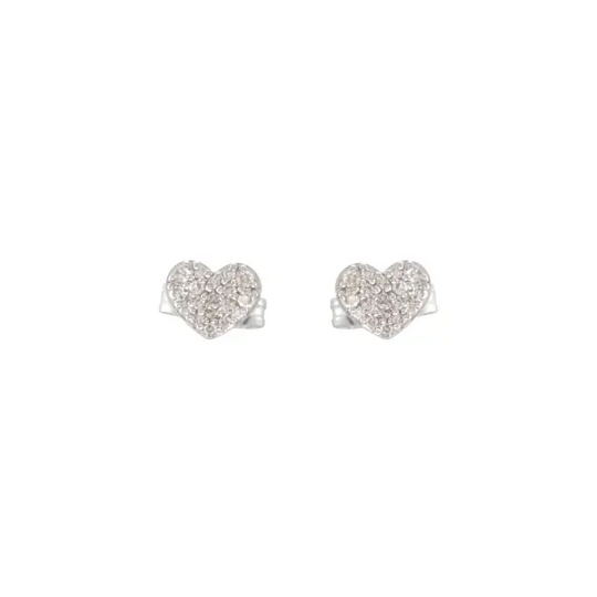 14K White 1/6 CTW Diamond Heart Earrings