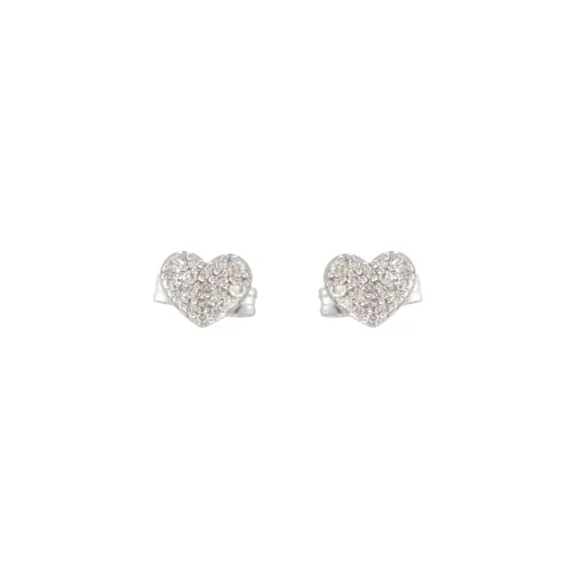 14K White 1/6 CTW Diamond Heart Earrings