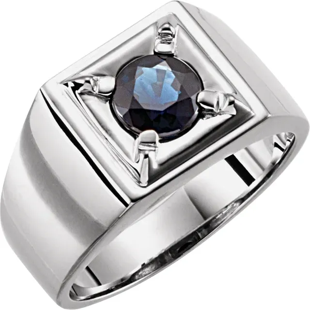 14K White Blue Sapphire Illusion Ring-