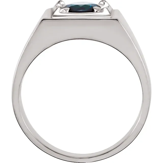 14K White Blue Sapphire Illusion Ring-