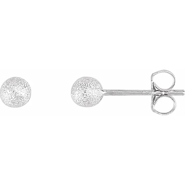 Sterling Silver 4 mm Stardust Ball Earrings-