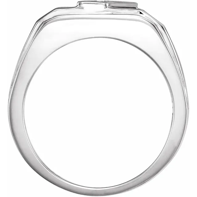 14K White Onyx & 1/8 CTW Diamond Bezel-Set Ring-11.00(aproximate standard size)-