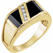 14K White Onyx & 1/8 CTW Diamond Bezel-Set Ring