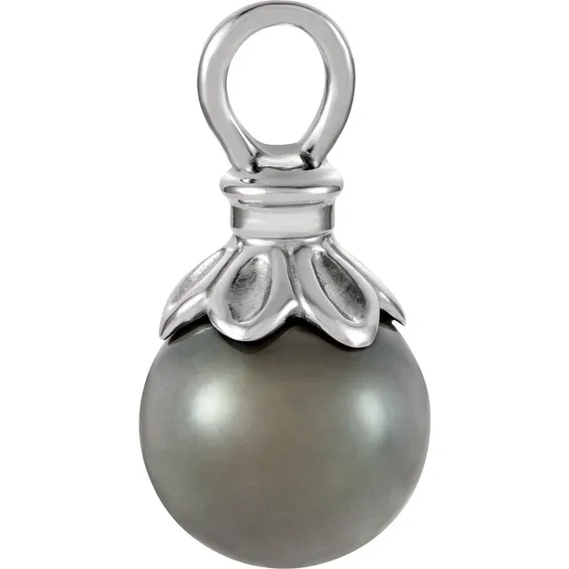 14K White Tahitian Cultured Pearl Pendant-