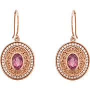 14K White Pink Tourmaline & 1/3 CTW Diamond Earrings