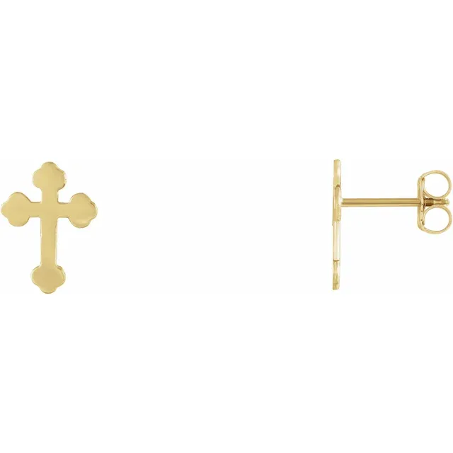 14K Yellow Cross Earrings-
