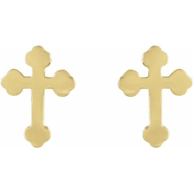 14K Yellow Cross Earrings-