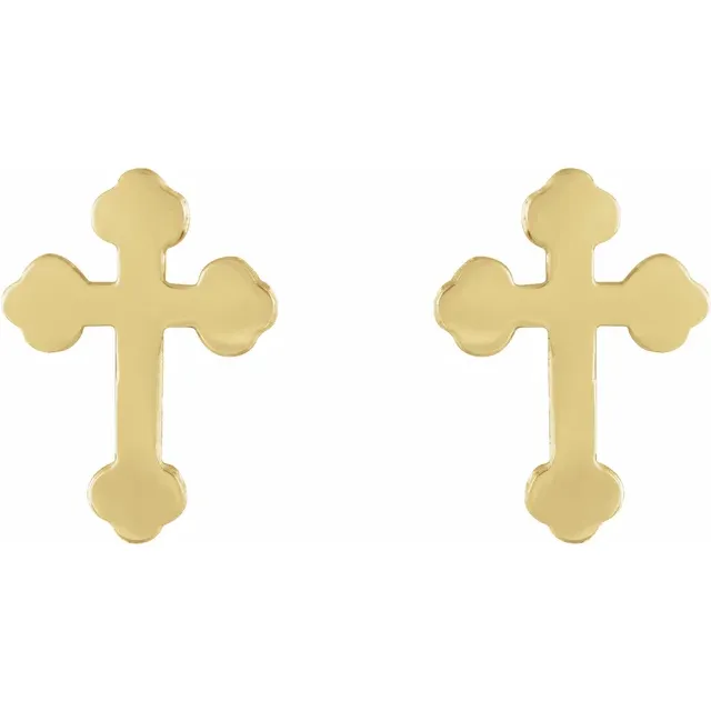 14K Yellow Cross Earrings