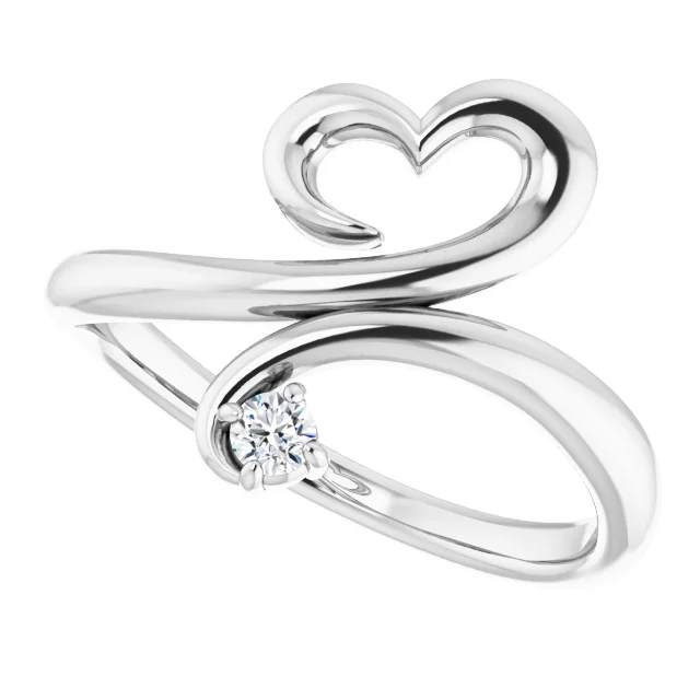 14K White .6 CTW Diamond Heart Ring