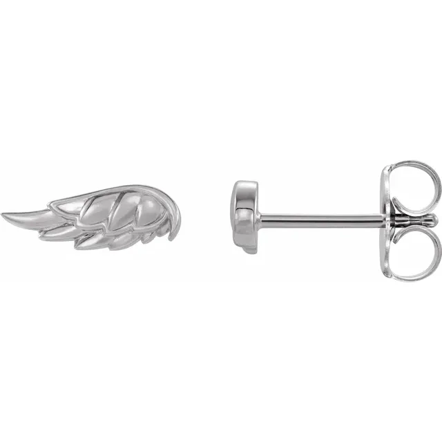 14K White Angel Wing Earrings-