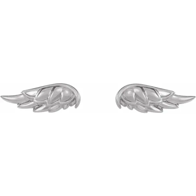 14K White Angel Wing Earrings-