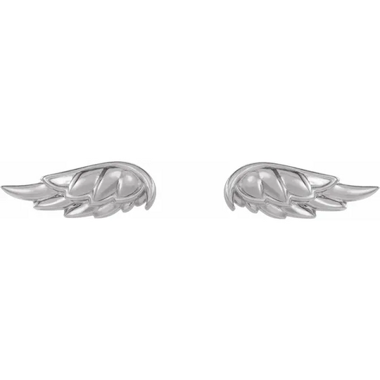 14K White Angel Wing Earrings