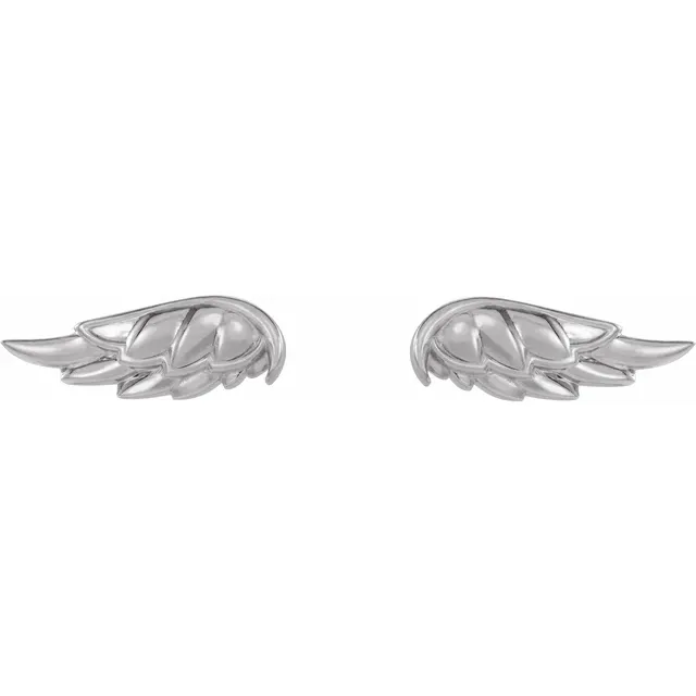 14K White Angel Wing Earrings