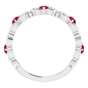 14K White Ruby & .25 CTW Diamond Vintage-Inspired Scroll Ring