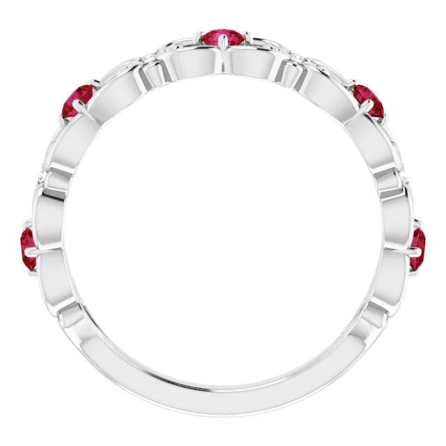 14K White Ruby & .25 CTW Diamond Vintage-Inspired Scroll Ring