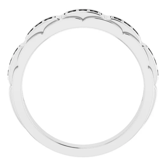 14K White 1/4 CTW Black Diamond Pattern Ring