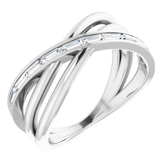 14K White 1/3 CTW Diamond Criss-Cross Ring-7.00 (approximate standard size)-