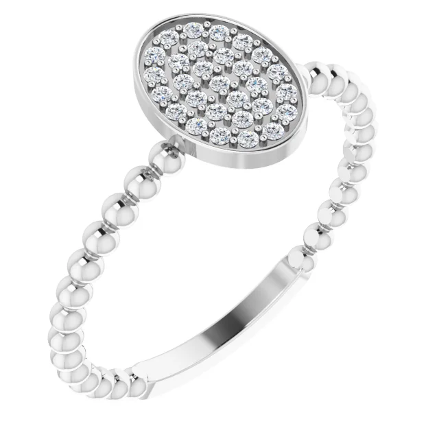 14K White 1/6 CTW Diamond Cluster Beaded Ring-7.00 (approximate standard size)-
