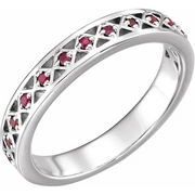 14K White Ruby Stackable Ring